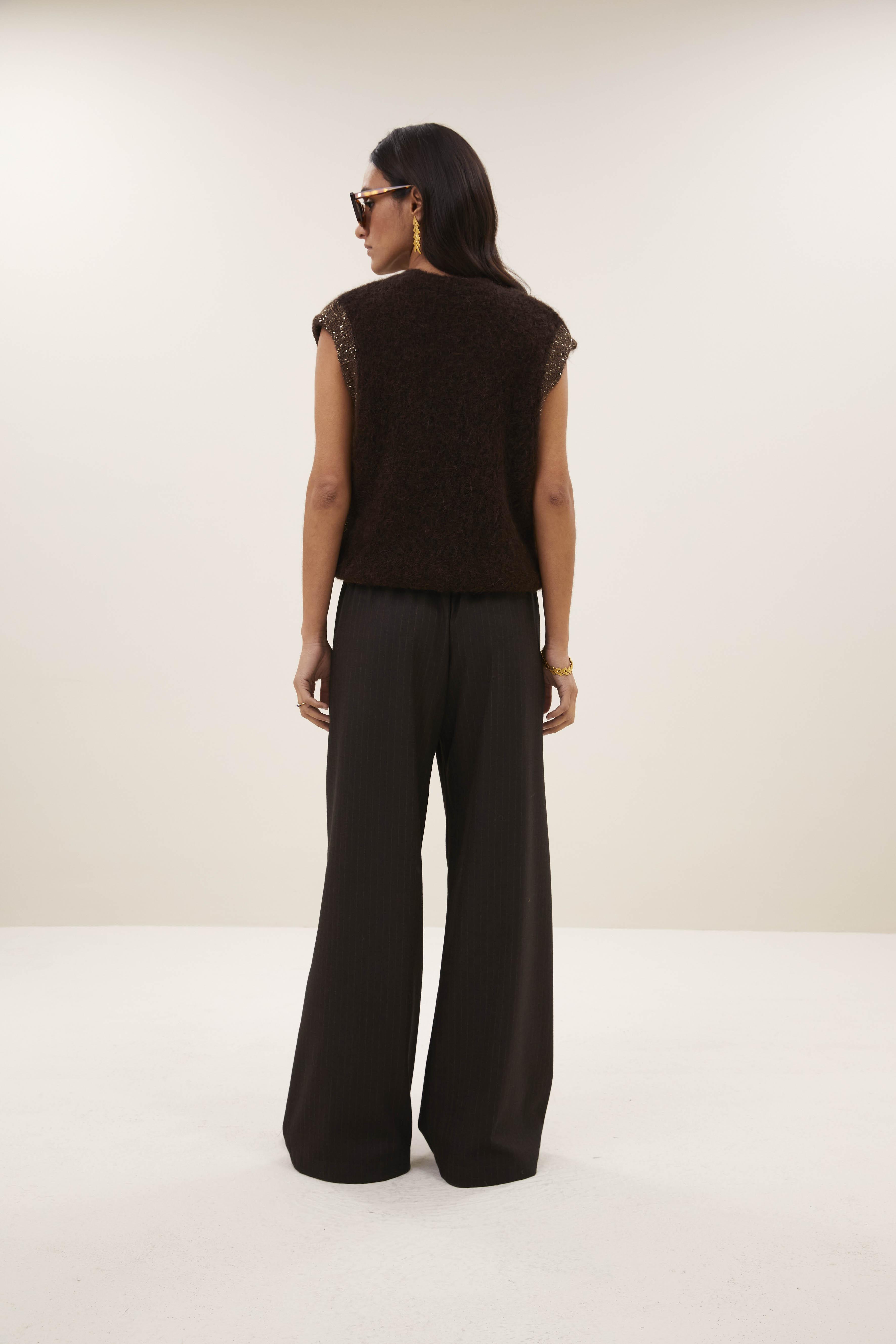 By-Bar Pelle Pinstripe Pants Damen Stoffhose Viskose braun